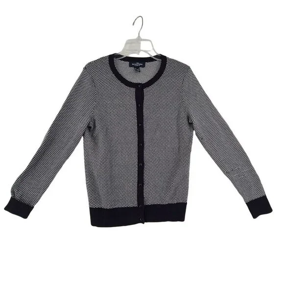 Land's End Outfitters Women's Button up Top Black and White Size S - Picture 1 of 10